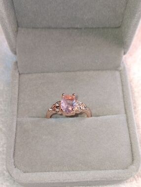 Rose Gold Pink Oval Gemstone Ring with Side Accents NWOT - Size 8